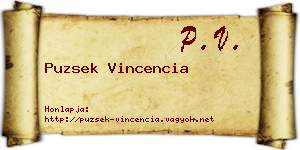 Puzsek Vincencia névjegykártya